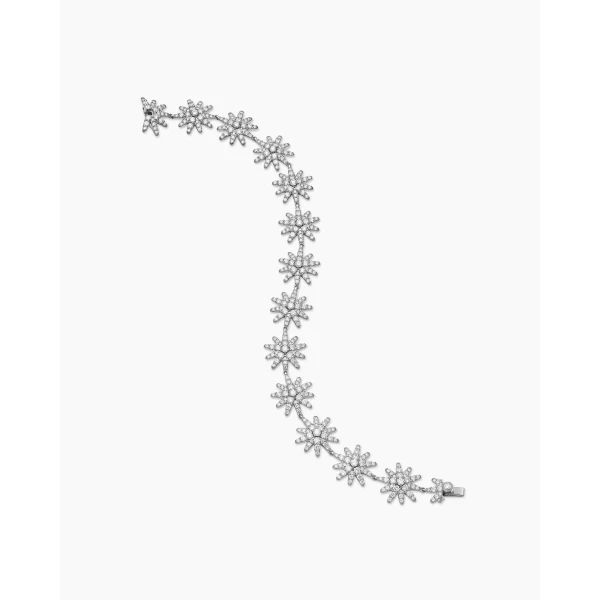 on-model styling shot|David Yurman Starburst Pavé Tennis Bracelet in 18K White Gold with Diamonds