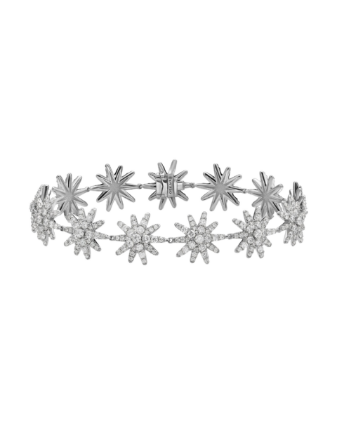 David Yurman Starburst Pavé Tennis Bracelet in 18K White Gold with Diamonds