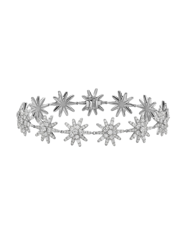 David Yurman Starburst Pavé Tennis Bracelet in 18K White Gold with Diamonds