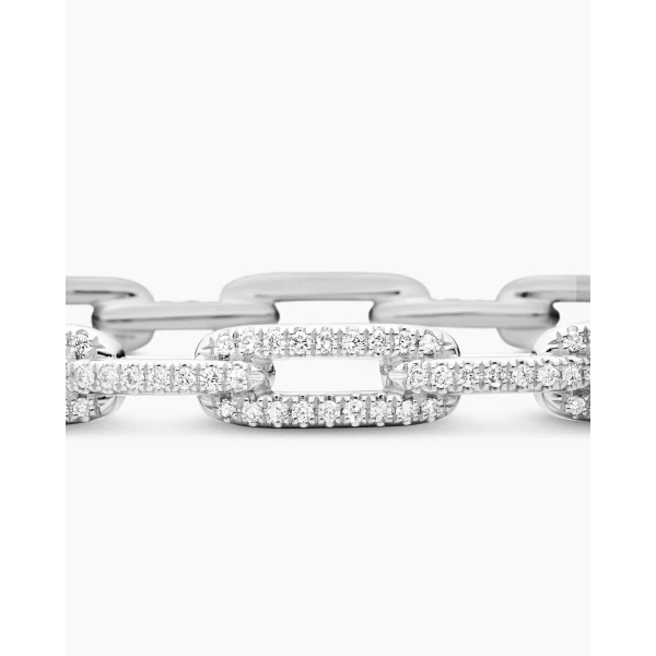 signature twisted-helix detail|David Yurman Stax Chain Link Bracelet in 18K White Gold with Diamonds