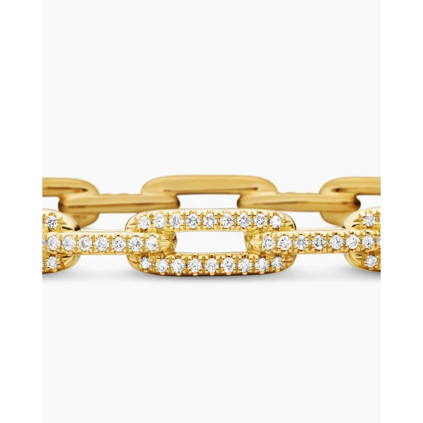 signature twisted-helix detail|David Yurman Stax Chain Link Bracelet in 18K Yellow Gold with Diamonds