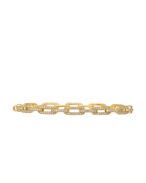 David Yurman Stax Chain Link Bracelet in 18K Yellow Gold with Diamonds