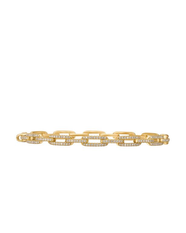 David Yurman Stax Chain Link Bracelet in 18K Yellow Gold with Diamonds