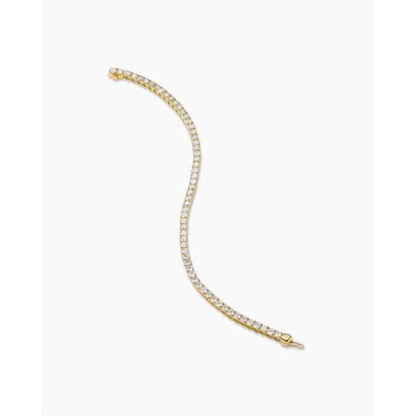 on-model styling shot|David Yurman Tennis Bracelet in 18K Yellow Gold with Diamonds