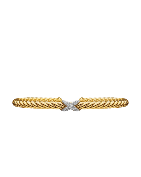 David Yurman X Cablespira® Station Bracelet in 18K Yellow Gold with Pavé Diamonds