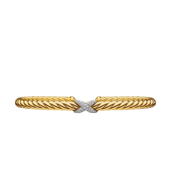 David Yurman X Cablespira® Station Bracelet in 18K Yellow Gold with Pavé Diamonds, 4mm