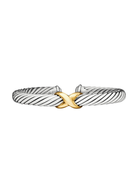 David Yurman X Classic Cable Station Bracelet in Sterling Silver with 14K Yellow Gold