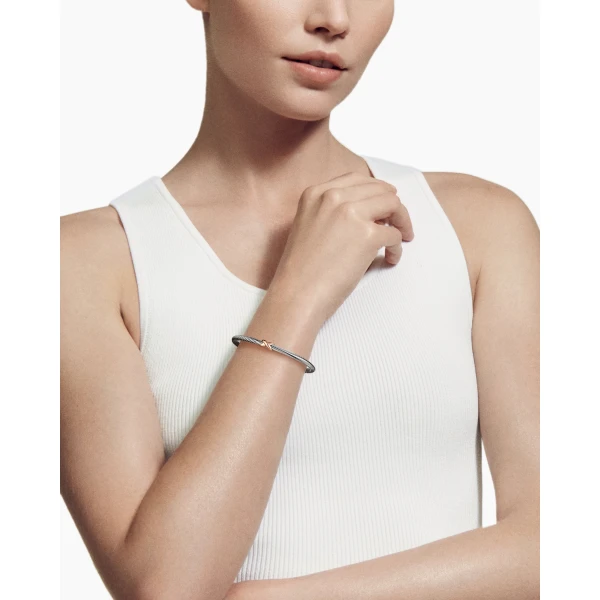 4mm in Silver – front view of authentic Cable Bracelets at Luxury Shoes |David Yurman X Classic Cable Station Bracelet in Sterling Silver with 18K Rose Gold