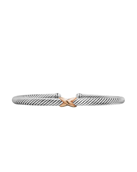 David Yurman X Classic Cable Station Bracelet in Sterling Silver with 18K Rose Gold