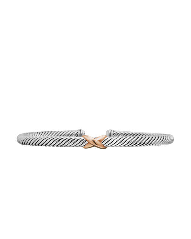 David Yurman X Classic Cable Station Bracelet in Sterling Silver with 18K Rose Gold