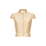 Destree Beige Satin Sleeveless Jacket - Destree - Graphic Parisian Fashion - Shop at Luxury Shoes 