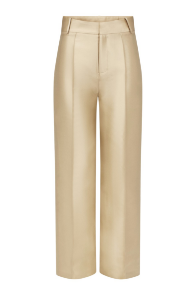 Destree Beige Satin Straight Pants - Destree - Graphic Parisian Fashion - Shop at Luxury Shoes 