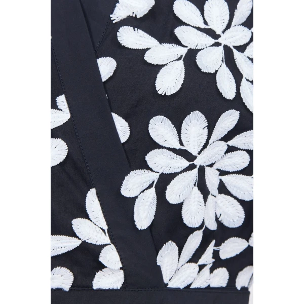Destree Black And White Embroided Bow-Tie Cropped Shirt - Destree - Graphic Parisian Fashion - Shop at Luxury Shoes 