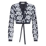 Destree Black And White Embroided Bow-Tie Cropped Shirt - Destree - Graphic Parisian Fashion - Shop at Luxury Shoes 
