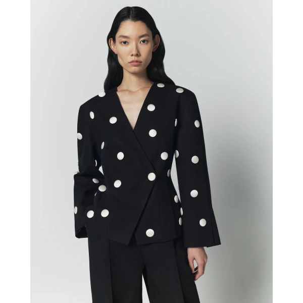 Destree Black And White Polka Dot Blazer - Destree - Graphic Parisian Fashion - Shop at Luxury Shoes 