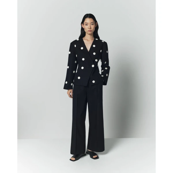 Destree Black And White Polka Dot Blazer - Destree - Graphic Parisian Fashion - Shop at Luxury Shoes 