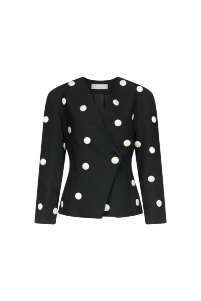 Destree Black And White Polka Dot Blazer - Destree - Graphic Parisian Fashion - Shop at Luxury Shoes 