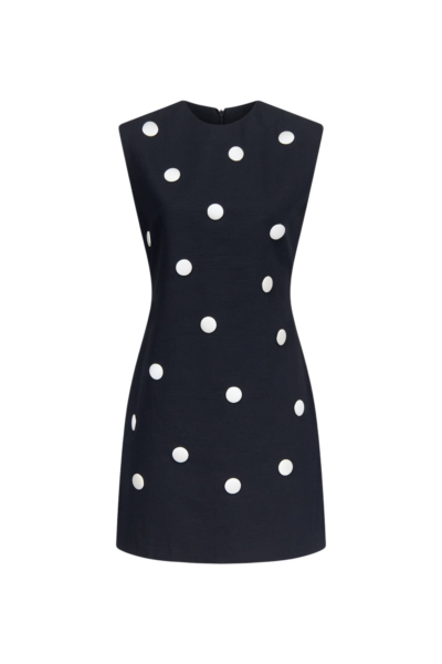 Destree Black Cotton Dress With Contrasting Dots - Destree - Graphic Parisian Fashion - Shop at Luxury Shoes 