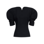Destree Black Cotton Sculptural Top With Puffed Sleeves - Destree - Graphic Parisian Fashion - Shop at Luxury Shoes 