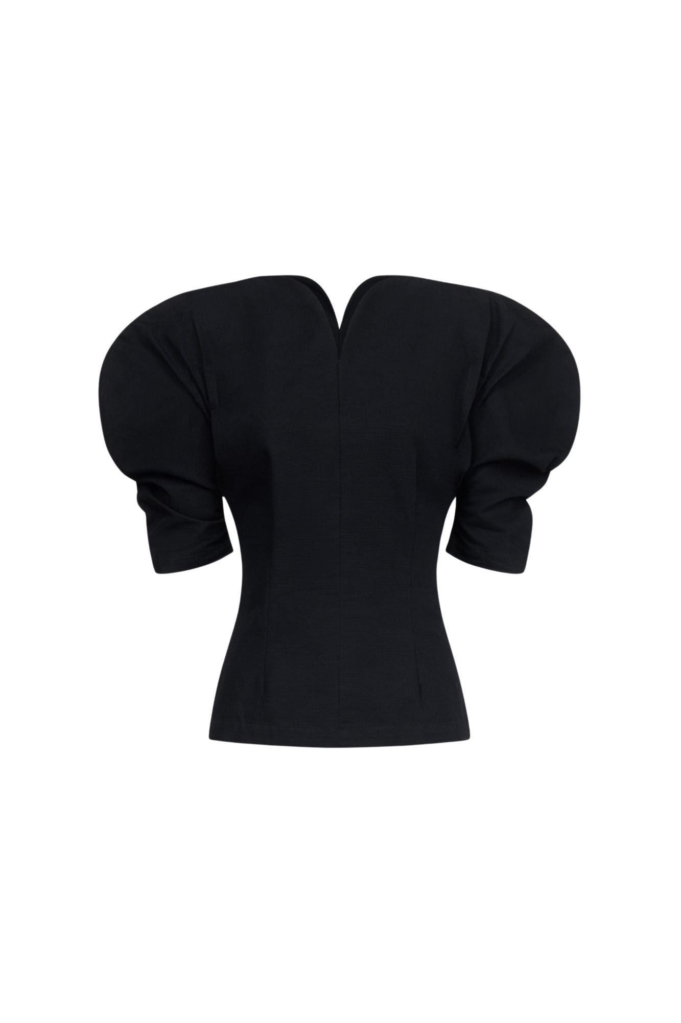 Destree-Black-Cotton-Sculptural-Top-With-Puffed-Sleeves73791_nobg Destree Black Cotton Sculptural Top With Puffed Sleeves - Destree - Graphic Parisian Fashion - Shop at Luxury Shoes