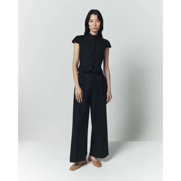 Destree Black Cotton Tailored Pants - Destree - Graphic Parisian Fashion - Shop at Luxury Shoes 