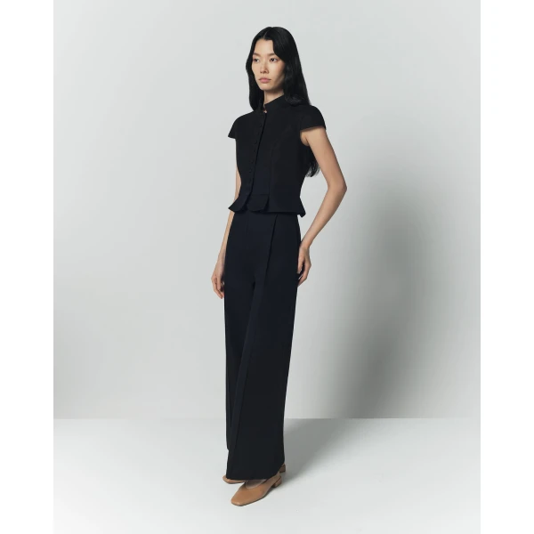 Destree Black Cotton Tailored Pants - Destree - Graphic Parisian Fashion - Shop at Luxury Shoes 