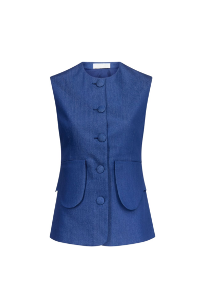 Destree Blue Denim Button-Front Vest - Destree - Graphic Parisian Fashion - Shop at Luxury Shoes 
