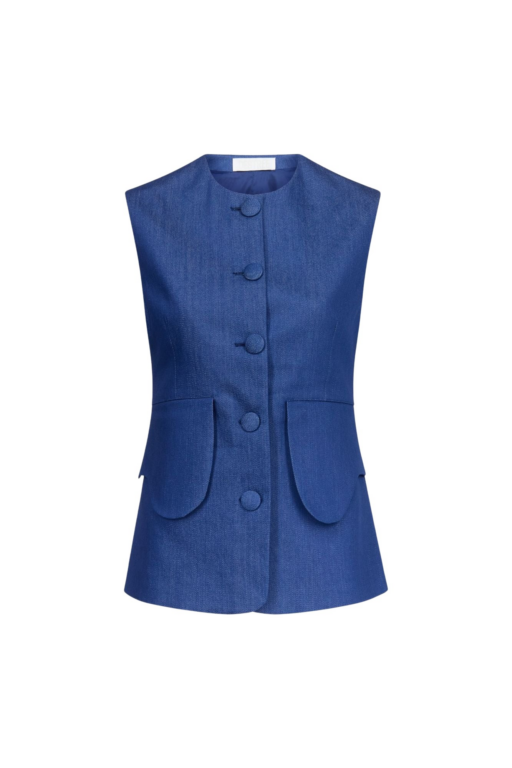 Destree Blue Denim Button-Front Vest - Destree - Graphic Parisian Fashion - Shop at Luxury Shoes 