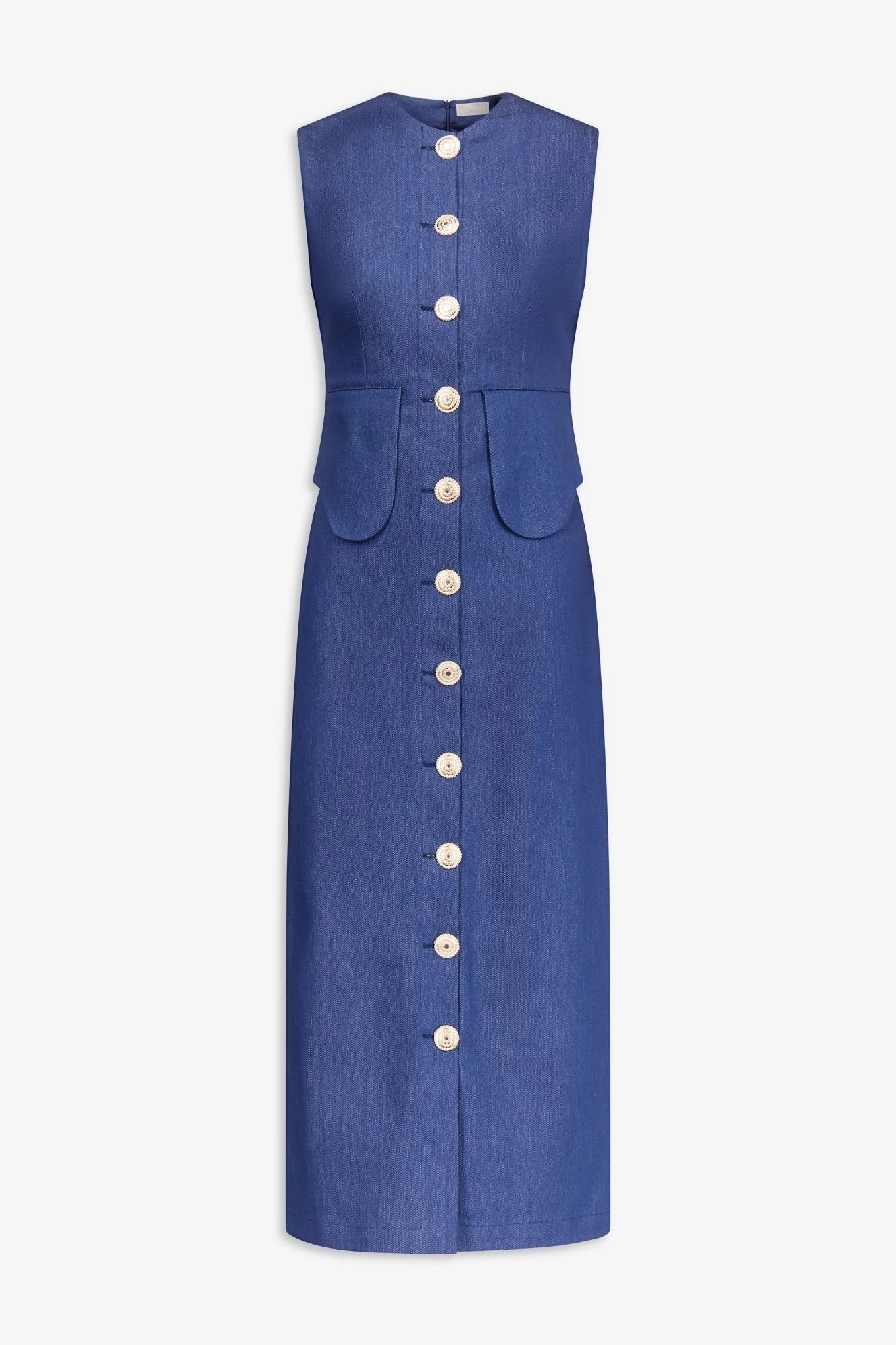 Destree Blue Denim Sleeveless Midi Dress - Destree - Graphic Parisian Fashion - Shop at Luxury Shoes Destree Blue Denim Sleeveless Midi Dress - Destree - Graphic Parisian Fashion - Shop at Luxury Shoes