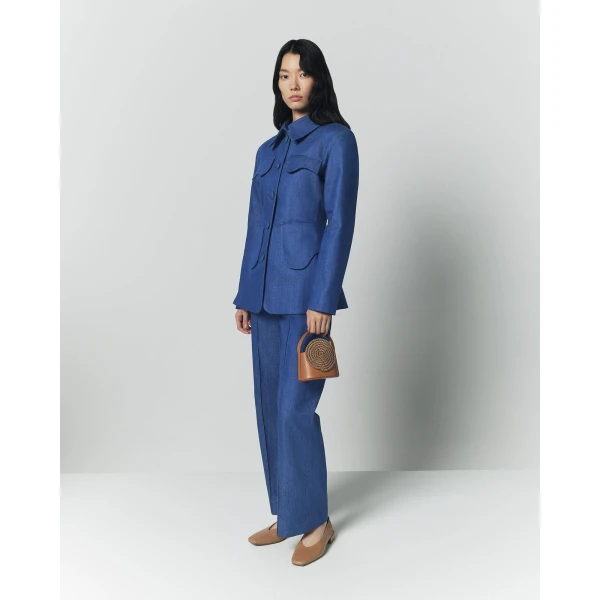 Destree Blue Denim Straight Pants - Destree - Graphic Parisian Fashion - Shop at Luxury Shoes 