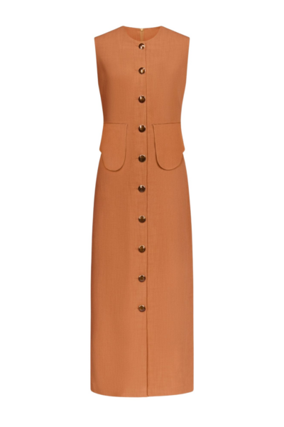Destree Camel Sleeveless Midi Dress - Destree - Graphic Parisian Fashion - Shop at Luxury Shoes 