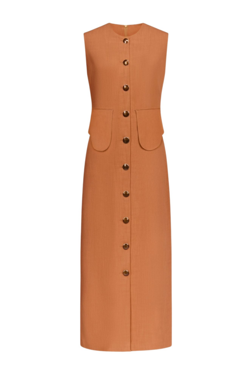 Destree Camel Sleeveless Midi Dress - Destree - Graphic Parisian Fashion - Shop at Luxury Shoes 