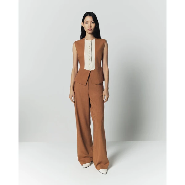 Destree Camel Sleeveless Top - Destree - Graphic Parisian Fashion - Shop at Luxury Shoes 