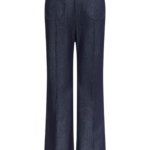 Destree Dark Blue Denim Straight Pants With Circular Pocket Details - Destree - Graphic Parisian Fashion - Shop at Luxury Shoes 