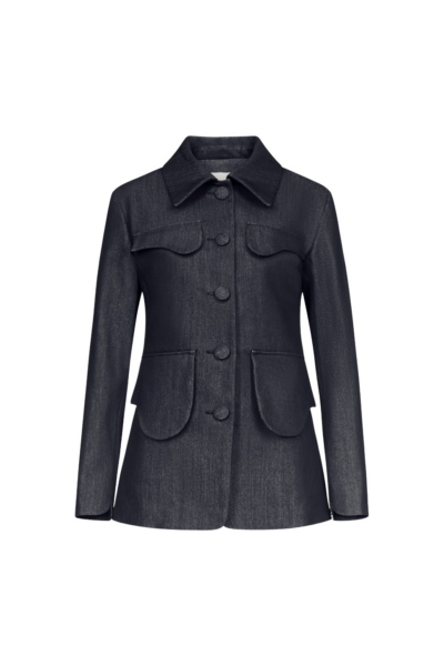 Destree Dark Blue Denim Utility Button-Front Jacket - Destree - Graphic Parisian Fashion - Shop at Luxury Shoes 