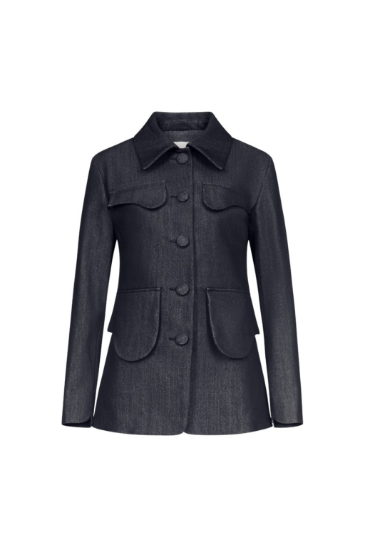 Destree Dark Blue Denim Utility Button-Front Jacket - Destree - Graphic Parisian Fashion - Shop at Luxury Shoes 