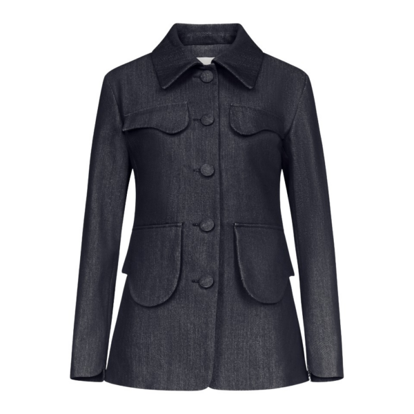 Destree Dark Blue Denim Utility Button-Front Jacket