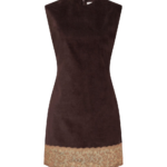 Destree Dark Brown Velvet Dress With Lace Hem - Destree - Graphic Parisian Fashion - Shop at Luxury Shoes 