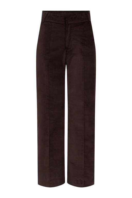 Destree Dark Brown Velvet Straight Pants - Destree - Graphic Parisian Fashion - Shop at Luxury Shoes 