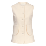 Destree Denim Ecru Button-Front Vest - Destree - Graphic Parisian Fashion - Shop at Luxury Shoes 
