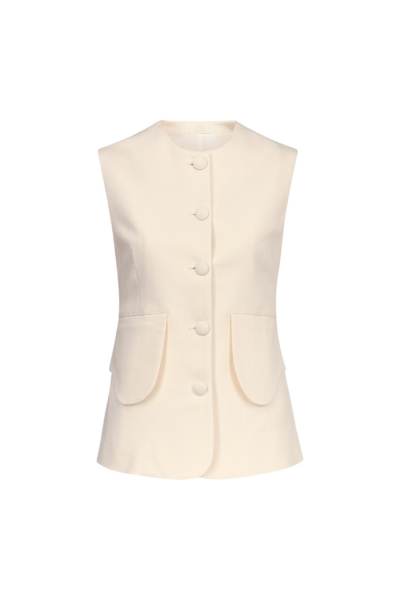 Destree Denim Ecru Button-Front Vest - Destree - Graphic Parisian Fashion - Shop at Luxury Shoes 
