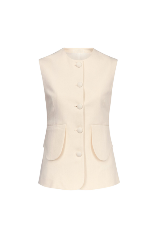 Destree Denim Ecru Button-Front Vest - Destree - Graphic Parisian Fashion - Shop at Luxury Shoes 