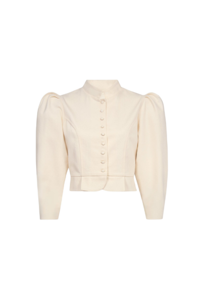Destree Denim Ecru Puff Sleeve Jacket - Destree - Graphic Parisian Fashion - Shop at Luxury Shoes 