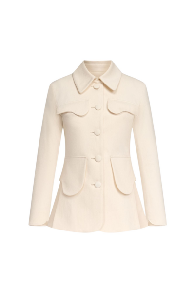 Destree Denim Ecru Utility Button-Front Jacket - Destree - Graphic Parisian Fashion - Shop at Luxury Shoes 