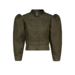 Destree Denim Khaki Puff Sleeve Jacket - Destree - Graphic Parisian Fashion - Shop at Luxury Shoes 