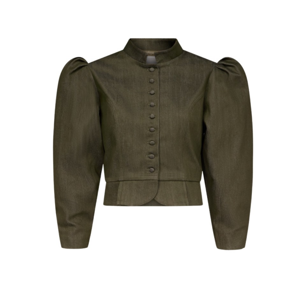 Destree Denim Khaki Puff Sleeve Jacket