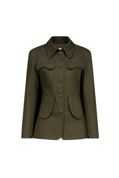 Destree Denim Khaki Utility Button-Front Jacket - Destree - Graphic Parisian Fashion - Shop at Luxury Shoes 