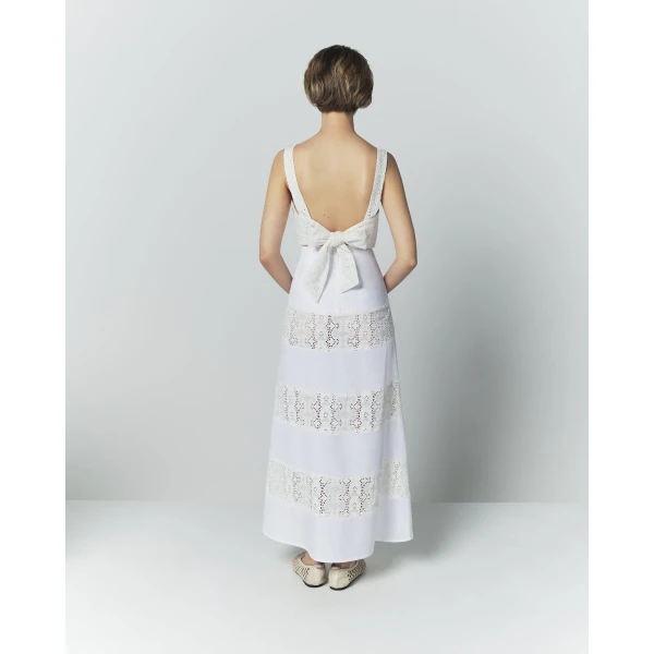 Destree Embroidered White Bow-Tie Top - Destree - Graphic Parisian Fashion - Shop at Luxury Shoes 