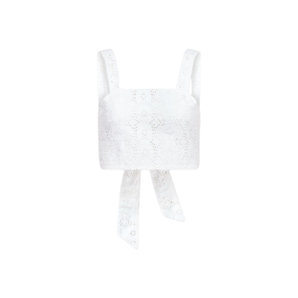 Destree Embroidered White Bow-Tie Top