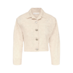 Destree Ivory Cropped Cotton Jacket With Textured Thread Finish - Destree - Graphic Parisian Fashion - Shop at Luxury Shoes 